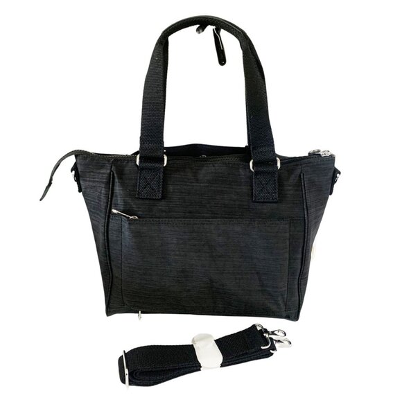 brand new vintage Kipling REVIR tote multi-use crossbody bag linen black - Picture 4 of 13